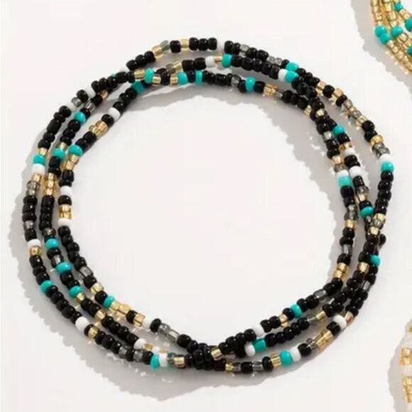 Belly Beads Bundle of 3 w/Elastic Waist Gold/Black/White/Blue Colors (NEW) - Picture 5 of 13